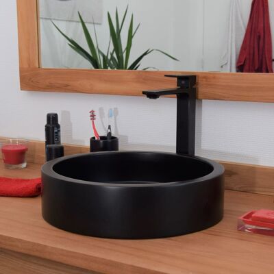 OCEAN LINE Lavabo de efecto hormigón negro arlequín - Lavabo de pared OCEAN LINE Lavabo de efecto hormigón negro arlequín - Lavabo de pared