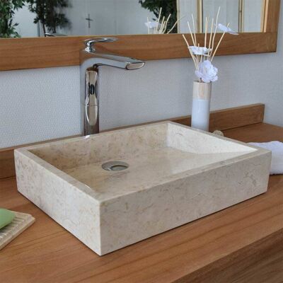 Ocean Line Lavabo independiente de mármol crema Ocean Line Lavabo independiente de mármol crema