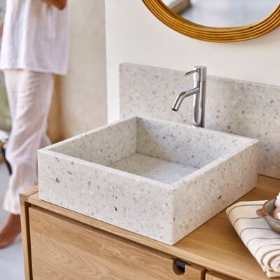 Tikamoon Lavabo cuadrado de terrazo prémium moon an. 40 cm Tikamoon Lavabo cuadrado de terrazo prémium moon an. 40 cm