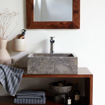 Tikamoon Lavabo cuadrado de mármol gris an. 41 cm Tikamoon Lavabo cuadrado de mármol gris an. 41 cm