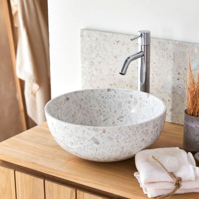 Tikamoon Lavabo redondo de terrazo prémium moon 32 cm Tikamoon Lavabo redondo de terrazo prémium moon 32 cm