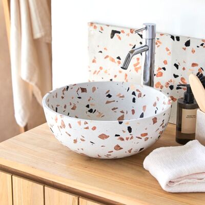 Tikamoon Lavabo redondo de terrazo prémium marrón 32 cm Tikamoon Lavabo redondo de terrazo prémium marrón 32 cm