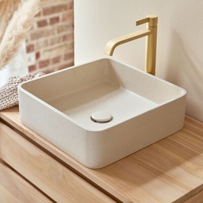 Tikamoon Lavabo cuadrado de terrazo color crema an. 39 cm Tikamoon Lavabo cuadrado de terrazo color crema an. 39 cm