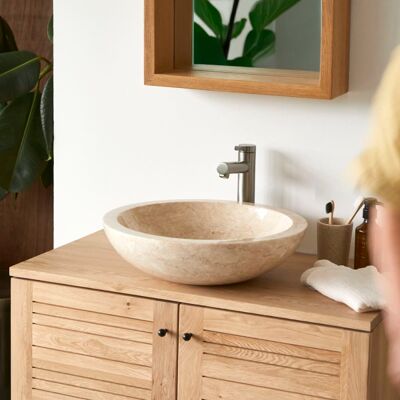 Tikamoon Lavabo redondo de mármol color crema 43cm Tikamoon Lavabo redondo de mármol color crema 43cm