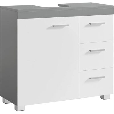 VASAGLE Mueble bajo lavabo con 3 cajones de color gris y blanco VASAGLE Mueble bajo lavabo con 3 cajones de color gris y blanco