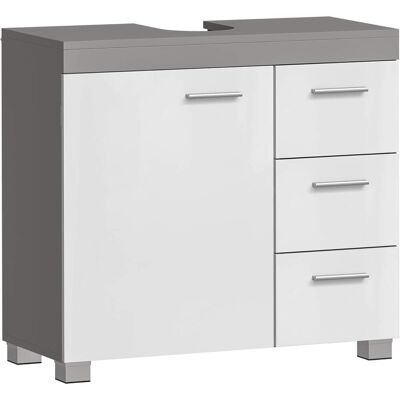 VASAGLE Mueble bajo lavabo con 3 cajones de color gris y blanco VASAGLE Mueble bajo lavabo con 3 cajones de color gris y blanco
