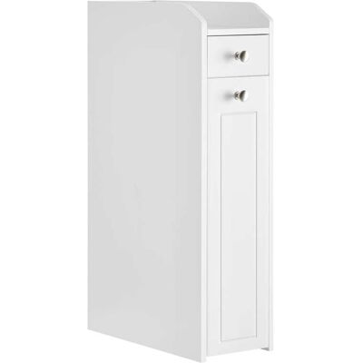 VASAGLE Armario de baño estrecho con 2 cajones de color blanco VASAGLE Armario de baño estrecho con 2 cajones de color blanco