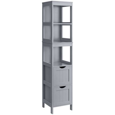 VASAGLE Armario de baño estrecho con 2 cajones y 3 estantes de color gris VASAGLE Armario de baño estrecho con 2 cajones y 3 estantes de color gris