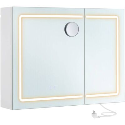 VASAGLE Armario de baño con espejo led función antivaho y multienchufe VASAGLE Armario de baño con espejo led función antivaho y multienchufe