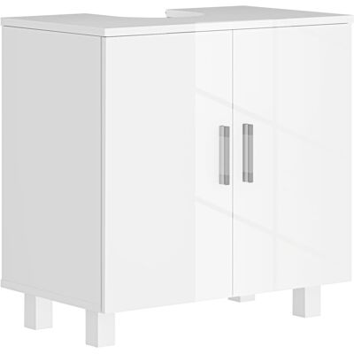Mueble de baño blanco Homcom con recorte en U y sistema de seguridad Mueble de baño blanco Homcom con recorte en U y sistema de seguridad