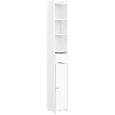 SoBuy Armario alto de baño con un cajón blanco 19.6x19.6x145cm SoBuy Armario alto de baño con un cajón blanco 19.6x19.6x145cm