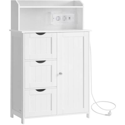 VASAGLE Armario de baño con 3 cajones y 1 puerta de color blanco VASAGLE Armario de baño con 3 cajones y 1 puerta de color blanco