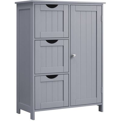 VASAGLE Armario de baño estrecho con 3 cajones y puerta de color gris VASAGLE Armario de baño estrecho con 3 cajones y puerta de color gris