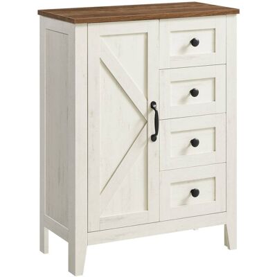 VASAGLE Mueble de baño con 4 cajones y 1 puerta de color blanco y marrón VASAGLE Mueble de baño con 4 cajones y 1 puerta de color blanco y marrón