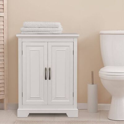 Teamson Armario de Baño con Puertas y Estantes Ajustables, 81cm, Blanco Teamson Armario de Baño con Puertas y Estantes Ajustables, 81cm, Blanco