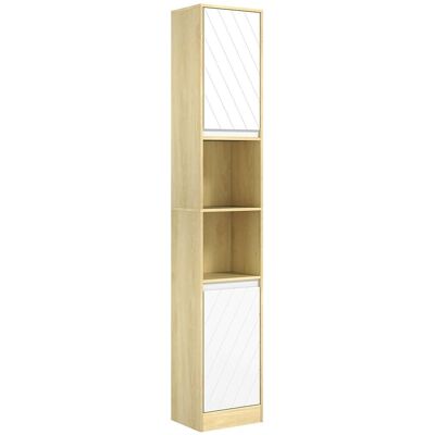 Homcom Columna de baño 30x24x170 cm roble y blanco Homcom Columna de baño 30x24x170 cm roble y blanco