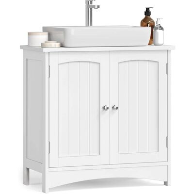 VASAGLE Mueble bajo lavabo con 2 puertas y estante ajustable de color blanco VASAGLE Mueble bajo lavabo con 2 puertas y estante ajustable de color blanco