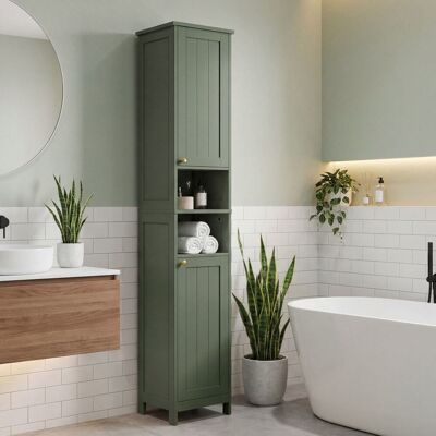 VASAGLE Armario de baño alto con iluminación de color verde VASAGLE Armario de baño alto con iluminación de color verde