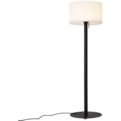QAZQA Lámpara pie exterior negra pantalla blanca ip44 QAZQA Lámpara pie exterior negra pantalla blanca ip44