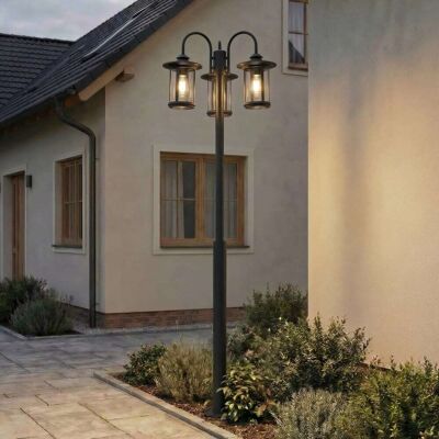 Lindby Farola exterior de aluminio negro Lindby Farola exterior de aluminio negro