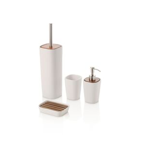 AQA DESIGN Set de accesorios de baño de cerámica blanca de 4 piezas