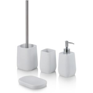 AQA DESIGN Set de accesorios de baño de resina blanca de 4 piezas