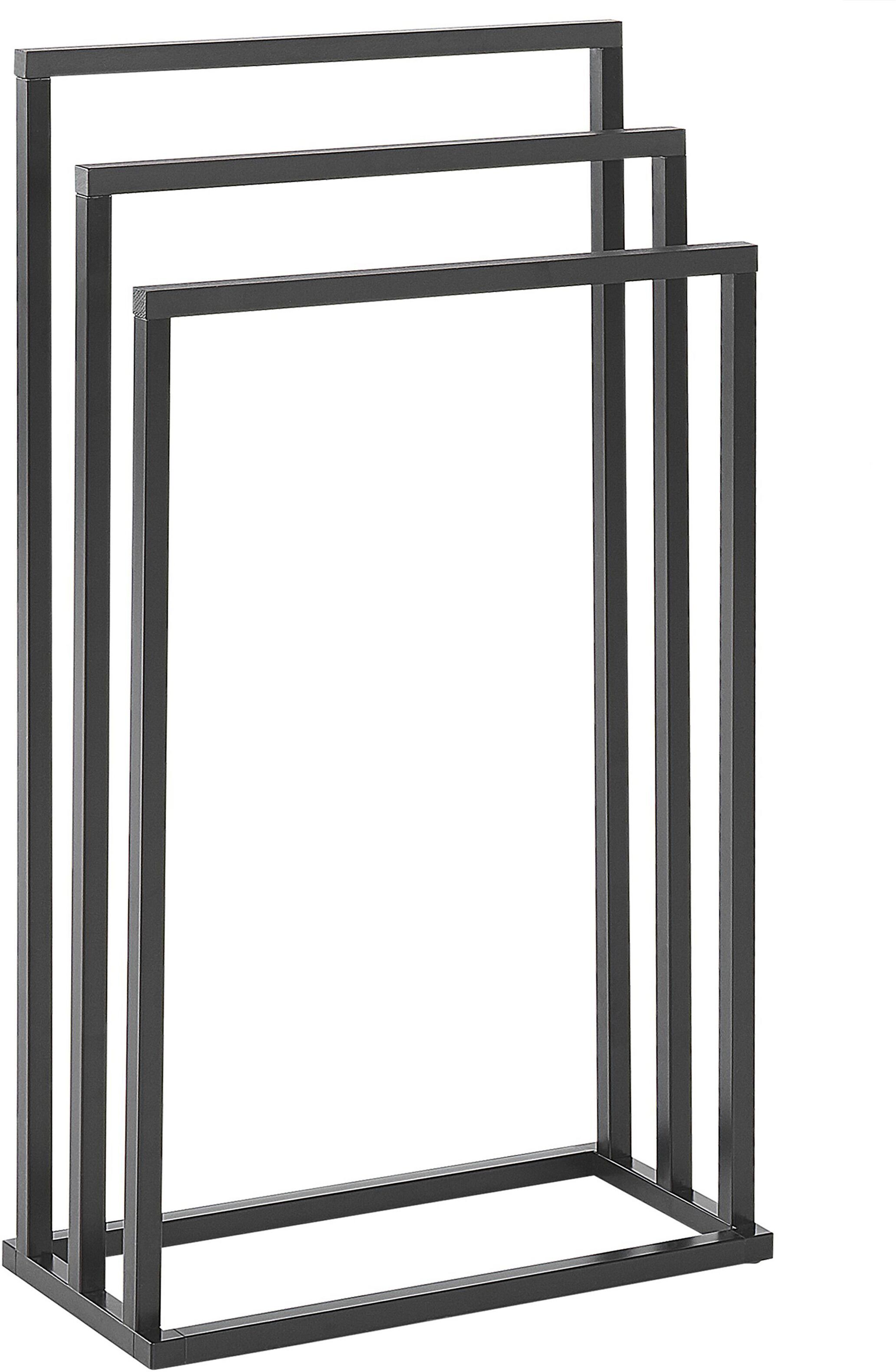 Beliani Toallero de metal negro madera oscura 45 x 84 cm