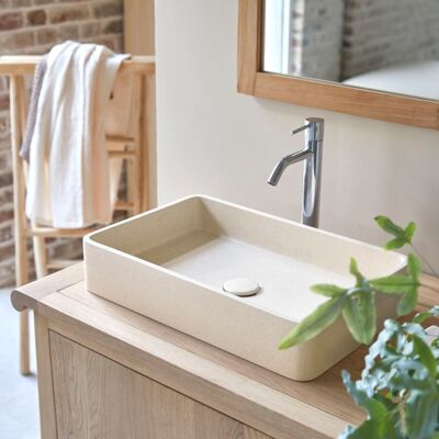 Tikamoon Lavabo rectangular de terrazo color crema an. 50.5 cm Tikamoon Lavabo rectangular de terrazo color crema an. 50.5 cm