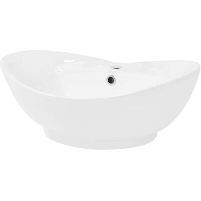 ECD Germany Lavabo sobre encimera ovalado lavamanos ceramica blanca baño aseo ECD Germany Lavabo sobre encimera ovalado lavamanos ceramica blanca baño aseo