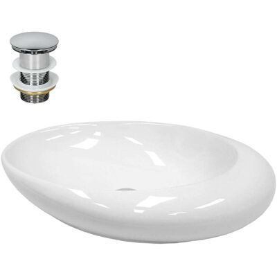 Lavabo ovalado de cerámica de ECD Germany - 585 x 375 x 145 mm - Blanco Lavabo ovalado de cerámica de ECD Germany - 585 x 375 x 145 mm - Blanco