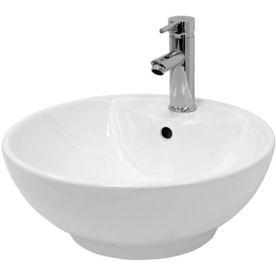 ECD Germany Lavabo cerámico ø455x185mm blanco redondo con juego de desagüe ECD Germany Lavabo cerámico ø455x185mm blanco redondo con juego de desagüe