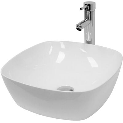 ECD Germany Lavabo ovalado de cerámica - 405x405x140mm ECD Germany Lavabo ovalado de cerámica - 405x405x140mm