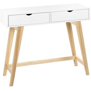 Beliani Consola blanco madera clara 101 x 36 cm