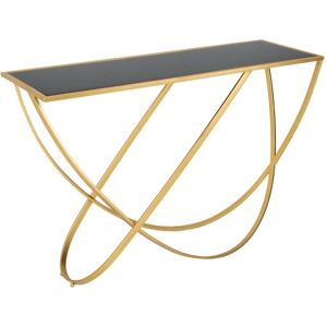 Wanderlust deco Consola de metal dorado con espejo negro