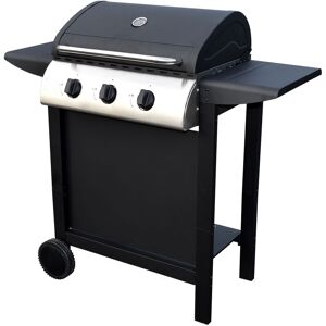 Happy Garden Barbacoa de gas 3 quemadores 8,4 kw en acero negro