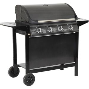 Happy Garden Barbacoa de gas 4 quemadores 14kw en metal negro