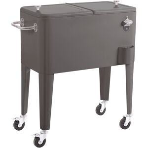 LolaHome Nevera porta hielo para barbacoa de acero gris de 56 litros