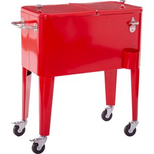 LolaHome Nevera porta hielo para barbacoa de acero roja de 56 litros