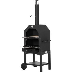 Outsunny Horno de pizza color negro 64 x 54 x 160 cm