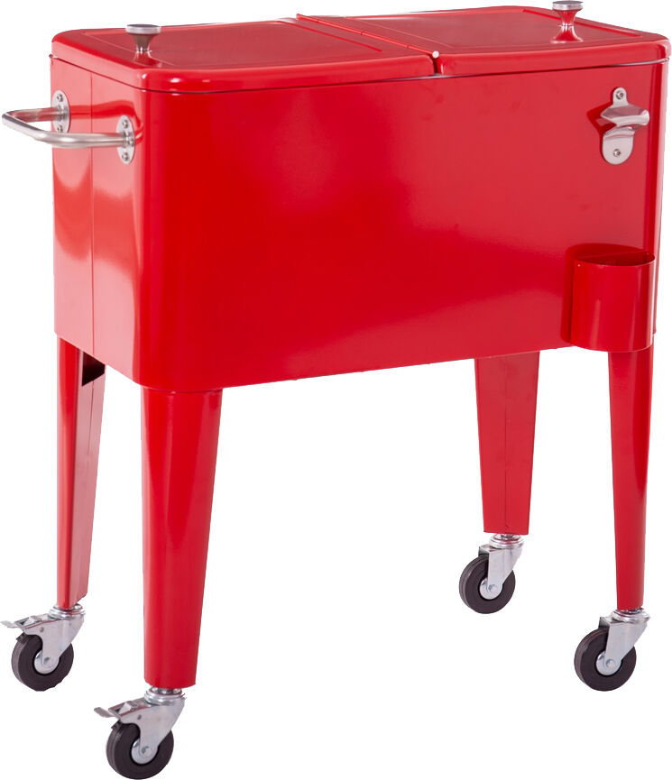 LolaHome Nevera porta hielo para barbacoa de acero roja de 56 litros