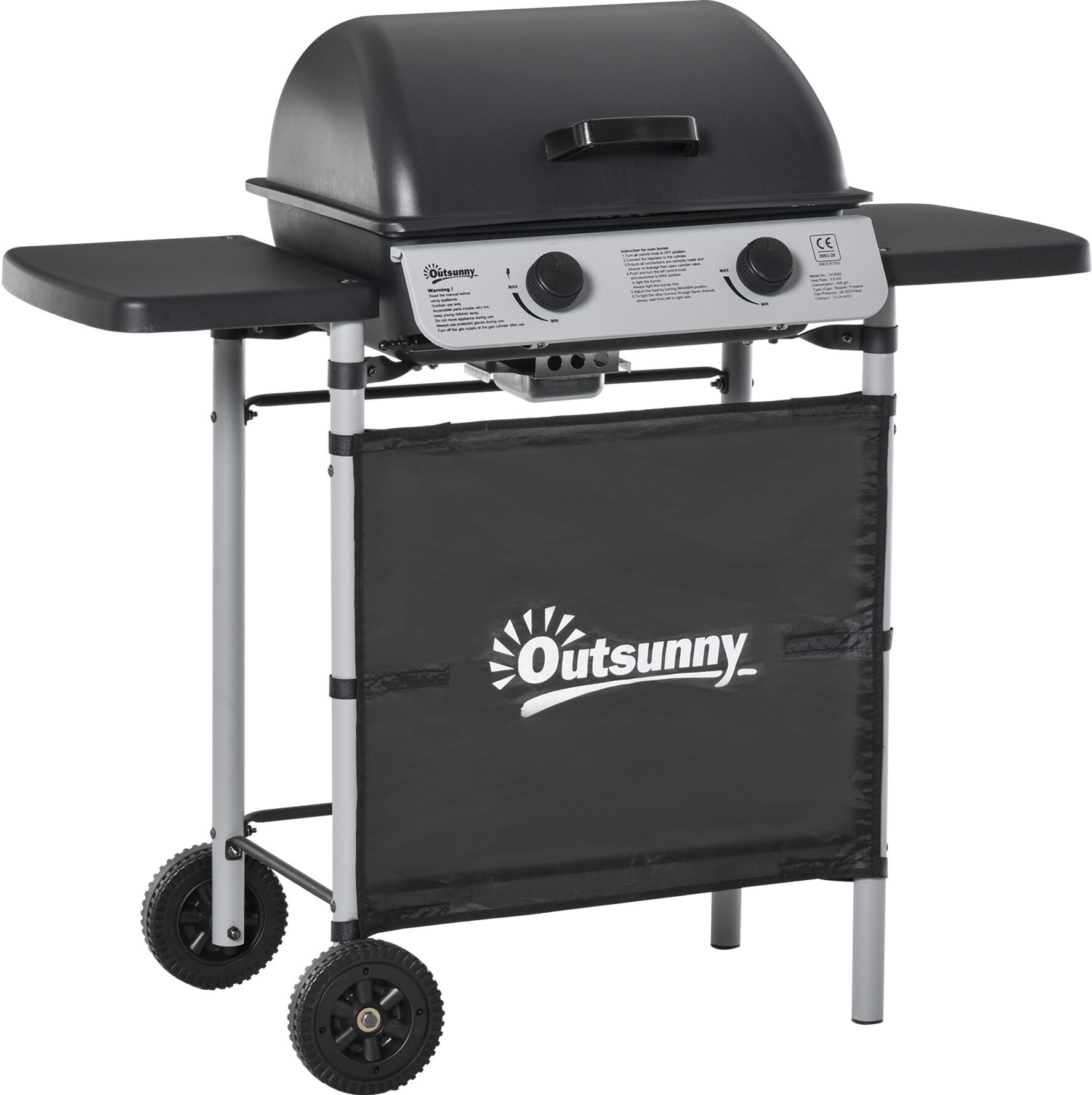 Outsunny Barbacoa de gas color negro 104 x 49 x 99 cm