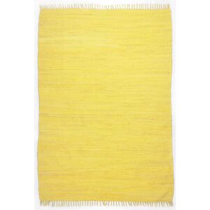 THEKO Alfombra reversible de algodón tejida a mano - amarilla - 160x230 cm