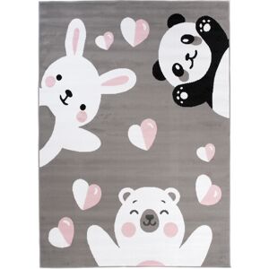 Tapiso Alfombra para niño gris blanco oso conejito panda 160x220cm