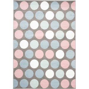 Tapiso Alfombra para niños gris rosa azul blanco Puntos suave 160 x 220 cm