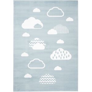 Tapiso Alfombra para niños azul blanco nubes suave 180 x 250 cm