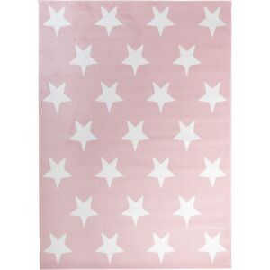 Tapiso Alfombra para niño rosa blanco estrellas 160x220cm