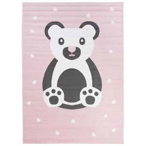 Tapiso Alfombra para niño rosa gris blanco oso 160x220cm