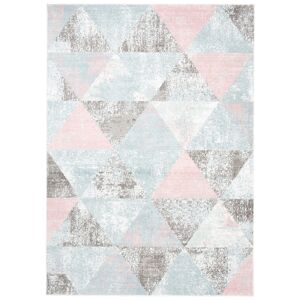 Tapiso Alfombra para niños gris blanco azul rosa geométrico 160 x 220 cm