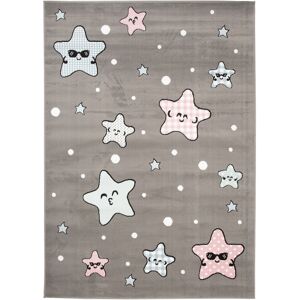 Tapiso Alfombra para niños gris rosa azul estrellas suave 160 x 220 cm