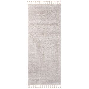 Tapiso Alfombra de pasillo gris claro borlas shaggy 80 x 400 cm